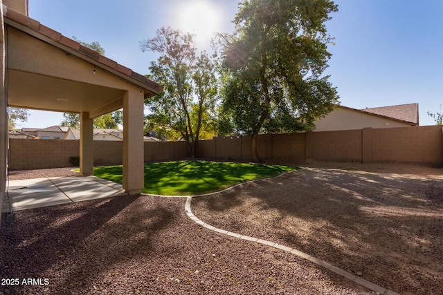 view of yard with a patio area