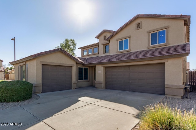 view of front of property with a garage