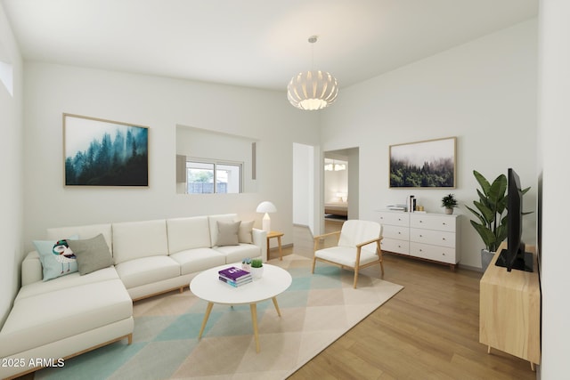 living area featuring light wood finished floors