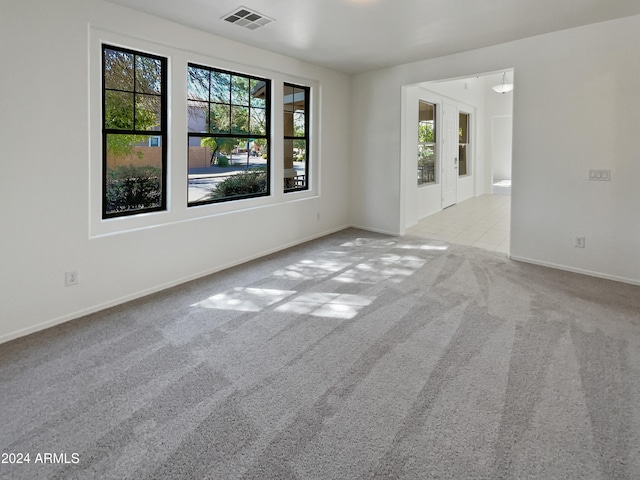 unfurnished room featuring light colored carpet and a wealth of natural light