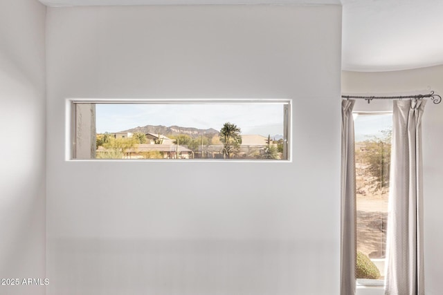 interior space with a mountain view