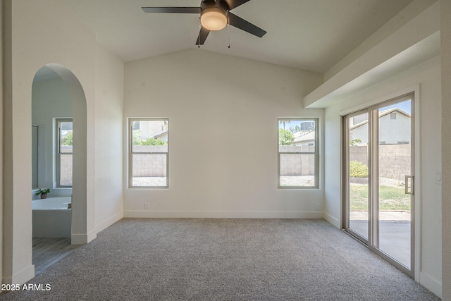 4248 E Jason Dr, Phoenix, AZ 85050 - unfurnished room with ceiling fan, healthy amount of natural light, carpet, and vaulted ceiling