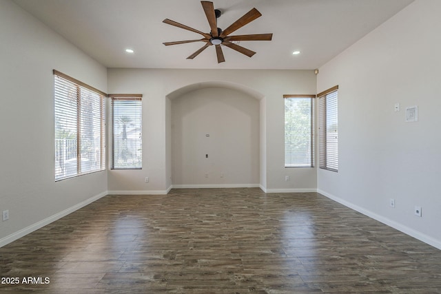 1826 W Oriole Way, Chandler, AZ 85286 - empty room featuring a ceiling fan, dark wood finished floors, healthy amount of natural light, and recessed lighting