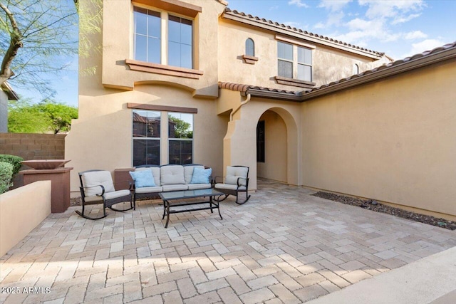 view of patio with an outdoor living space