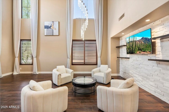 living room featuring dark hardwood / wood-style floors