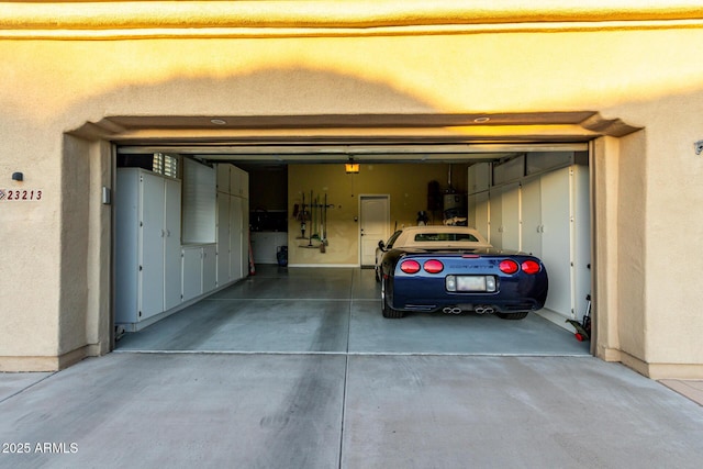 garage with baseboards
