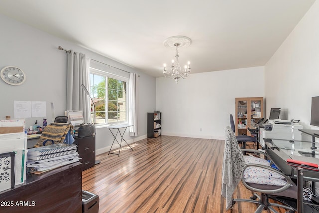 15825 N 45th St, Phoenix, AZ 85032 - office space featuring a chandelier, wood finished floors, and baseboards
