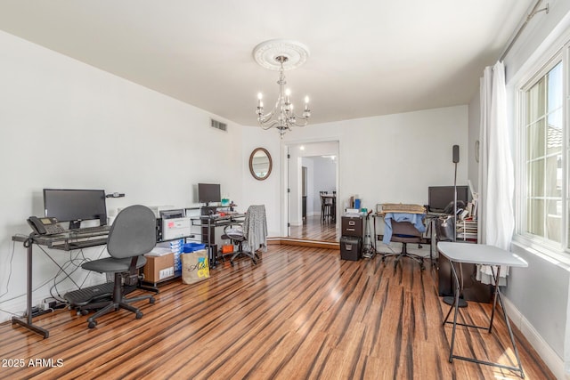 15825 N 45th St, Phoenix, AZ 85032 - office with a chandelier, wood finished floors, plenty of natural light, and baseboards
