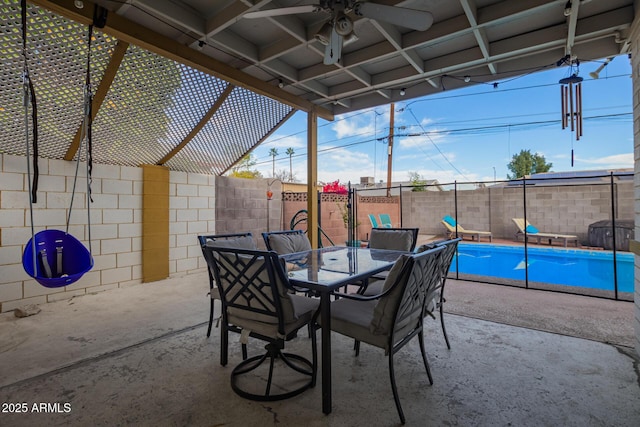 view of patio with ceiling fan