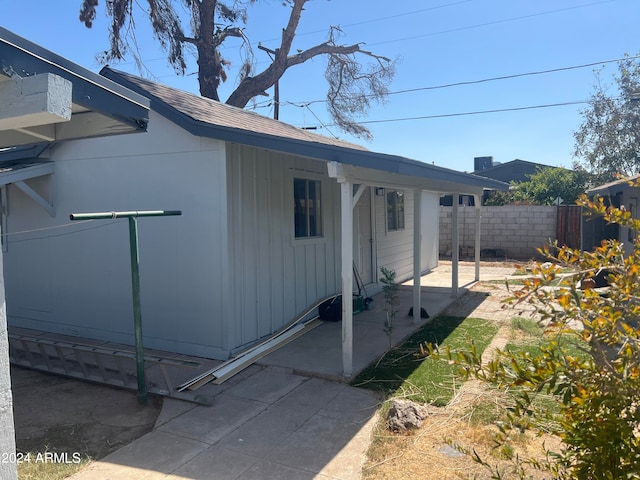 view of home's exterior featuring a patio area