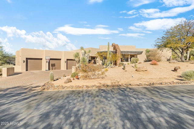 adobe home with a garage