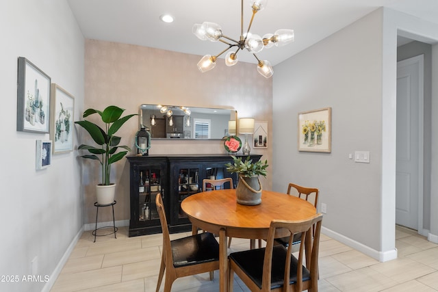 24226 N 22nd St, Phoenix, AZ 85024 - dining space featuring a chandelier, baseboards, and recessed lighting
