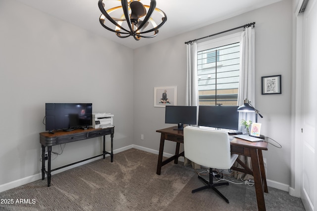 24226 N 22nd St, Phoenix, AZ 85024 - office area with a chandelier, carpet, and baseboards