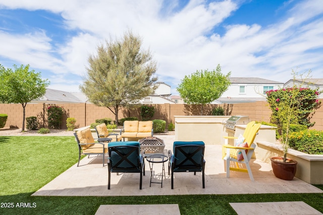 24226 N 22nd St, Phoenix, AZ 85024 - view of patio / terrace featuring an outdoor living space with a fire pit and area for grilling