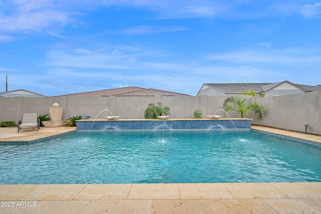 view of swimming pool with a patio, a fenced backyard, and a fenced in pool