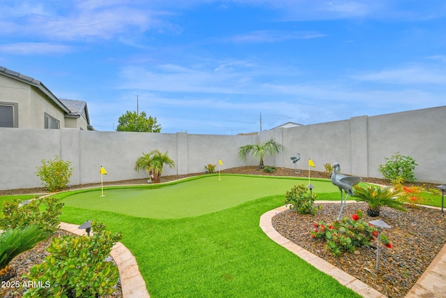 view of yard featuring a fenced backyard