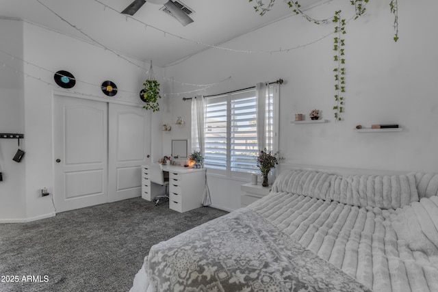 carpeted bedroom featuring a closet