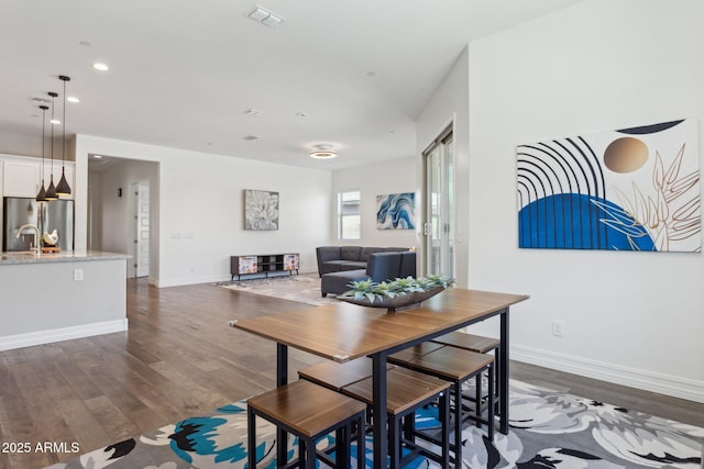 11872 W Duane Ln, Peoria, AZ 85383 - dining space with dark wood-style floors, baseboards, and recessed lighting