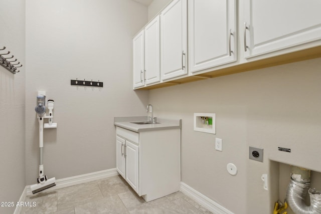 11872 W Duane Ln, Peoria, AZ 85383 - washroom with electric dryer hookup, cabinet space, baseboards, and washer hookup