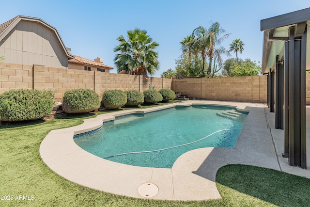 view of pool with a fenced in pool and a fenced backyard