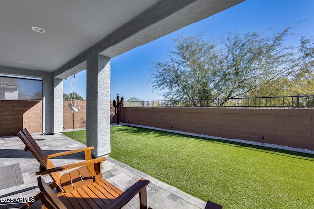 view of yard featuring a patio area