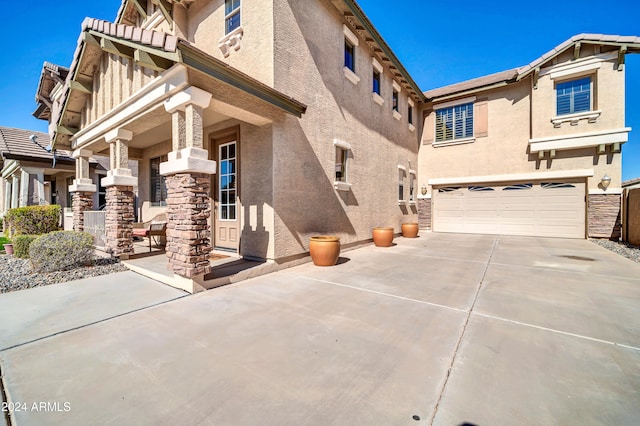 view of front of house with a garage