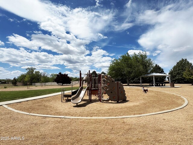 community play area featuring a gazebo