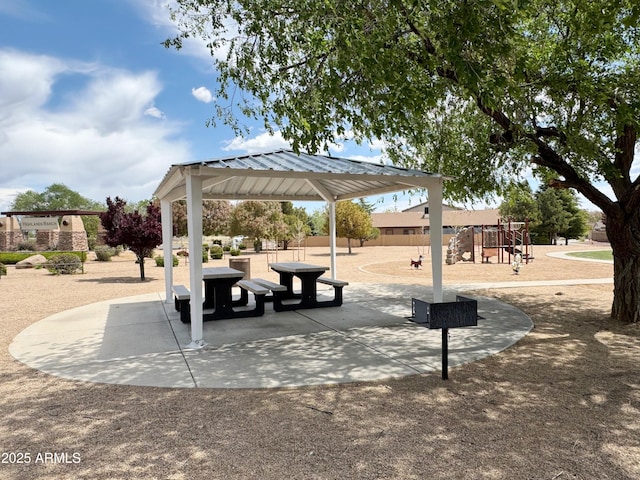 view of home's community with a gazebo and playground community