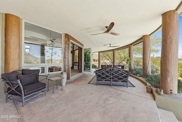 11334 E Troon Vista Dr, Scottsdale, AZ 85255 - sunroom with a ceiling fan and outdoor lounge area