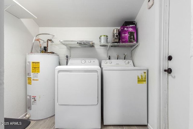 15610 N 29th St Unit 3, Phoenix, AZ 85032 - laundry room with water heater, washing machine and dryer, and wood finished floors