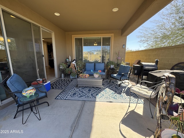 view of patio with an outdoor hangout area