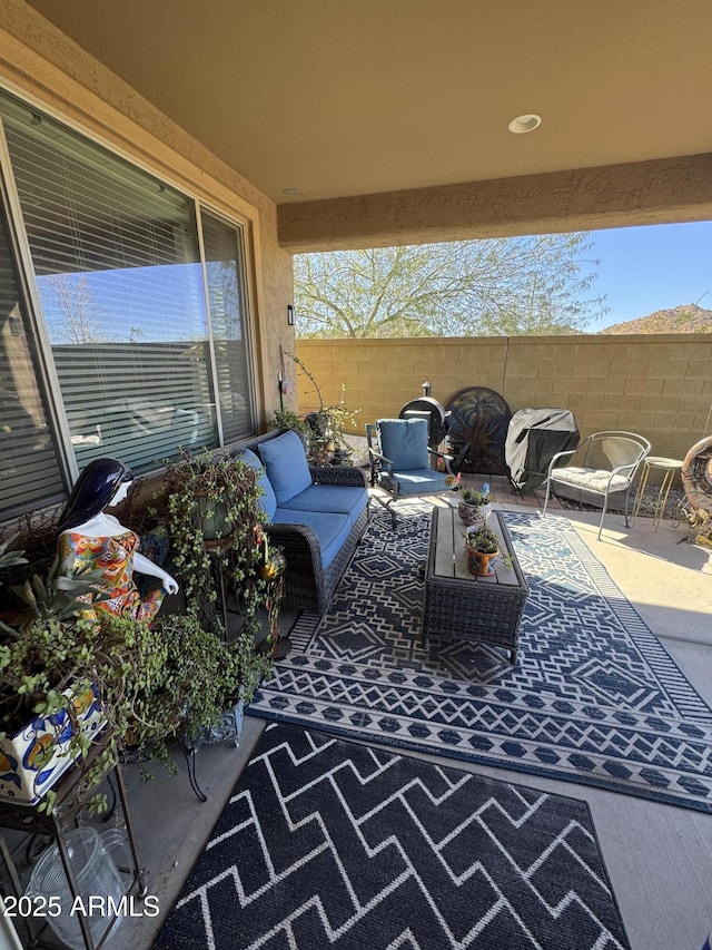 view of patio / terrace with an outdoor living space