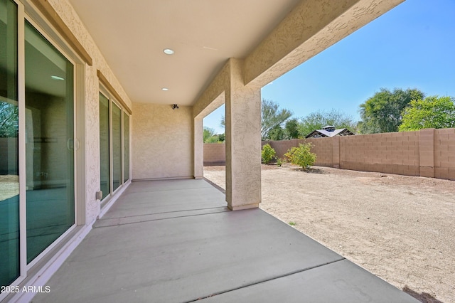 view of patio featuring a fenced backyard