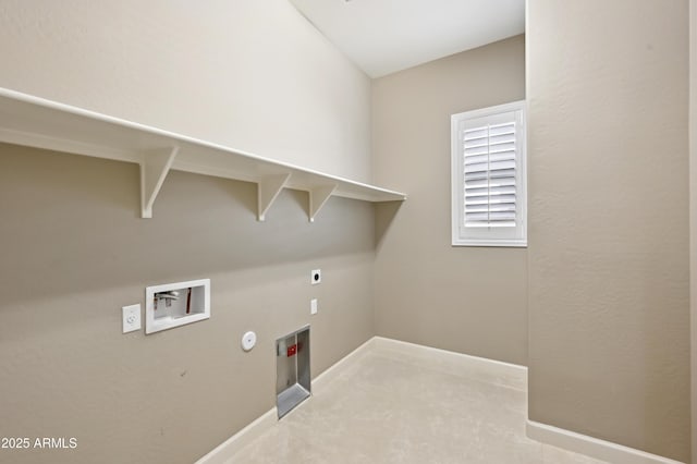 clothes washing area with washer hookup, laundry area, gas dryer hookup, and hookup for an electric dryer