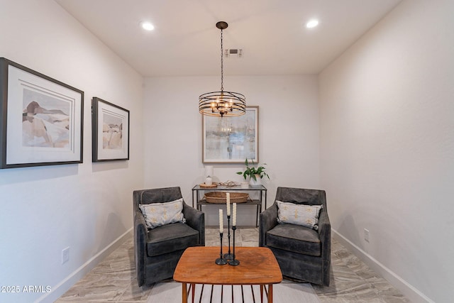 13719 W Amberwing St, Peoria, AZ 85383 - living area featuring baseboards, recessed lighting, and a chandelier