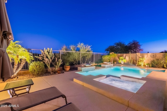 13719 W Amberwing St, Peoria, AZ 85383 - view of pool with an in-ground hot tub, a patio area, and a fenced backyard