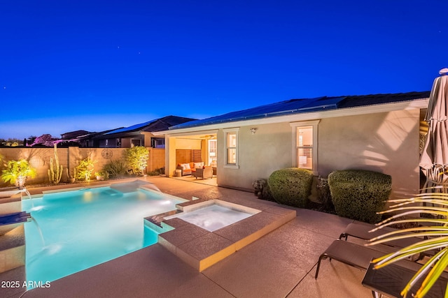 13719 W Amberwing St, Peoria, AZ 85383 - view of pool featuring an in-ground hot tub, a patio, and a fenced backyard