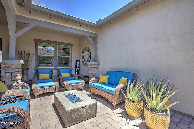 3118 E Gary Way, Phoenix, AZ 85042 - view of patio / terrace with an outdoor living space with a fire pit