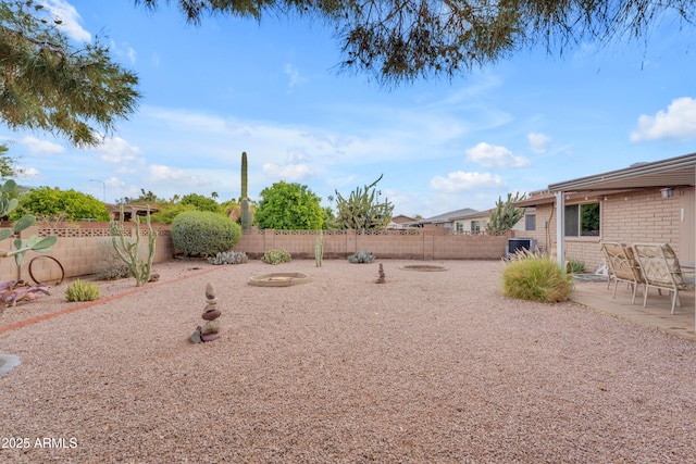 view of yard with a patio area and a fenced backyard