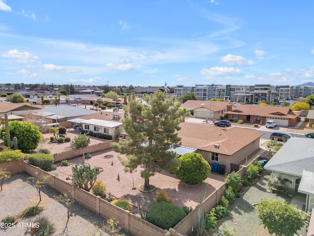 aerial view with a residential view