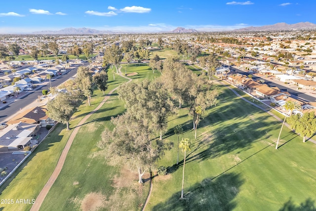 bird's eye view featuring a mountain view and a residential view