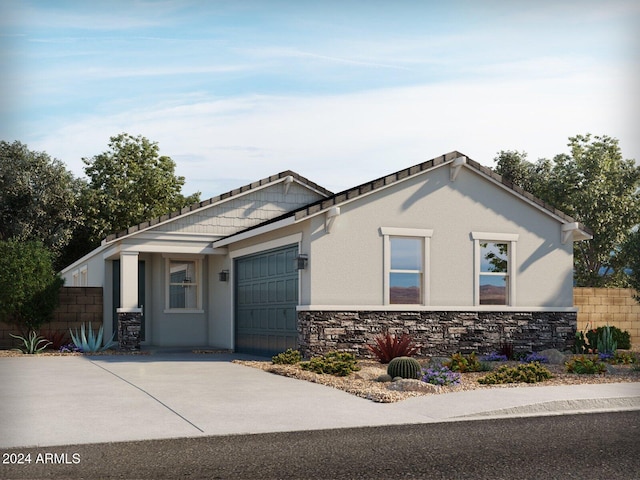 view of front of property with a garage