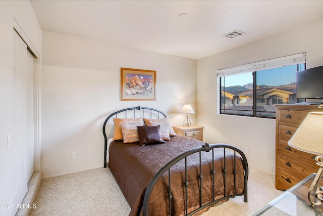 carpeted bedroom featuring a closet