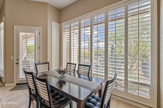 view of tiled dining room