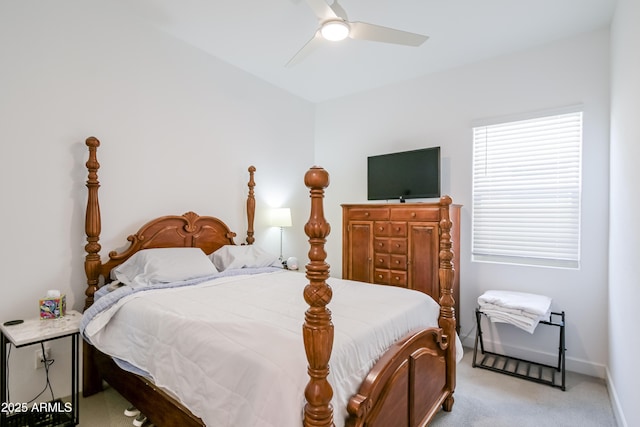 2513 E Pleasant Ln, Phoenix, AZ 85042 - bedroom with light carpet, baseboards, and ceiling fan