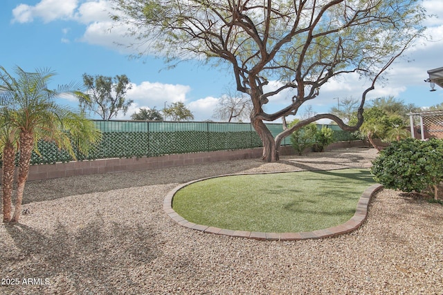 view of yard featuring a fenced backyard