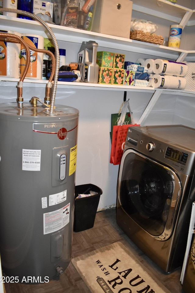 4755 E Gary St, Mesa, AZ 85205 - washroom featuring electric water heater and separate washer and dryer