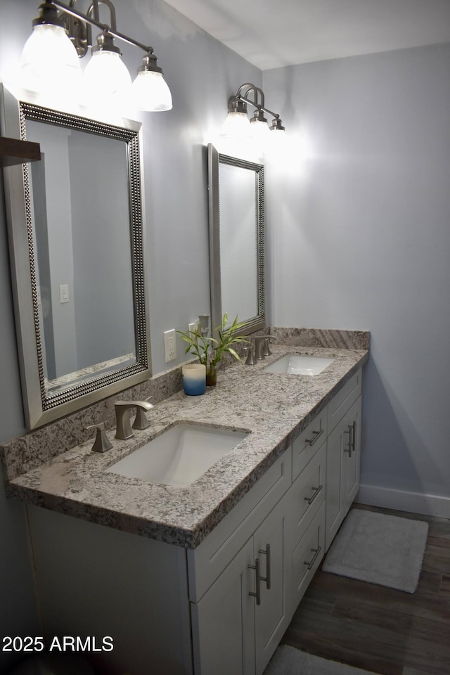 4755 E Gary St, Mesa, AZ 85205 - bathroom with double vanity and wood finished floors