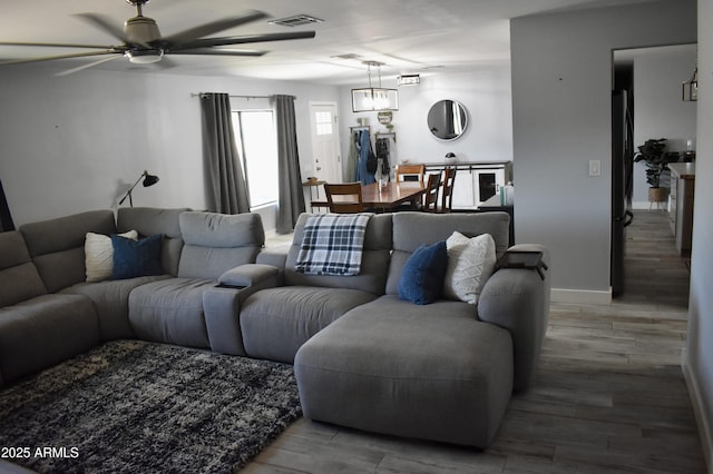 4755 E Gary St, Mesa, AZ 85205 - living area featuring ceiling fan and wood finished floors