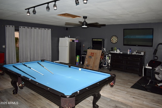 4755 E Gary St, Mesa, AZ 85205 - game room featuring wood finished floors, ceiling fan, and billiards